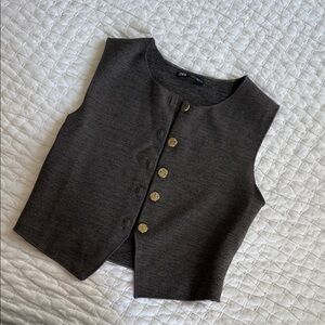 Zara Women's Brown Button Down Vest